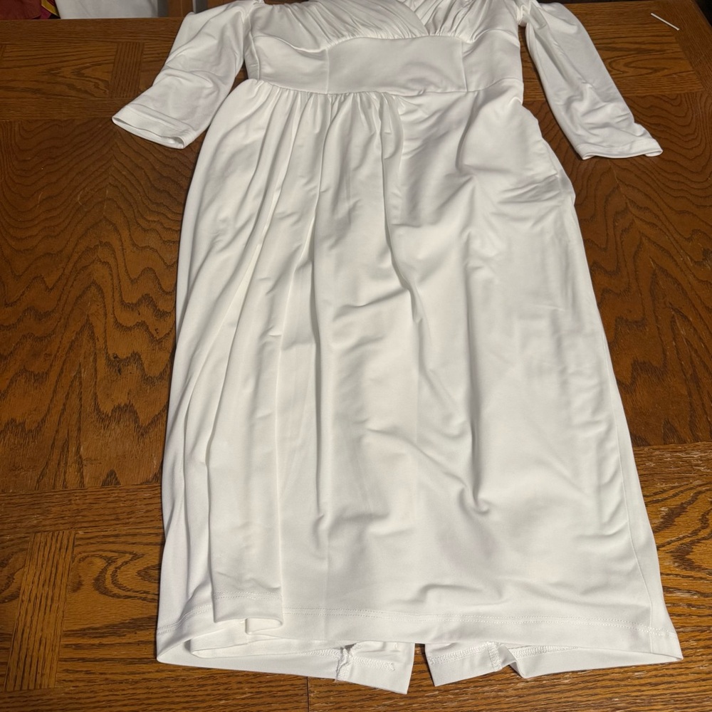Vixen By Micheline Pitt Starlet Wiggle Midi Dress  Ivory Sz L NWT Old Hollywood - Picture 6 of 16